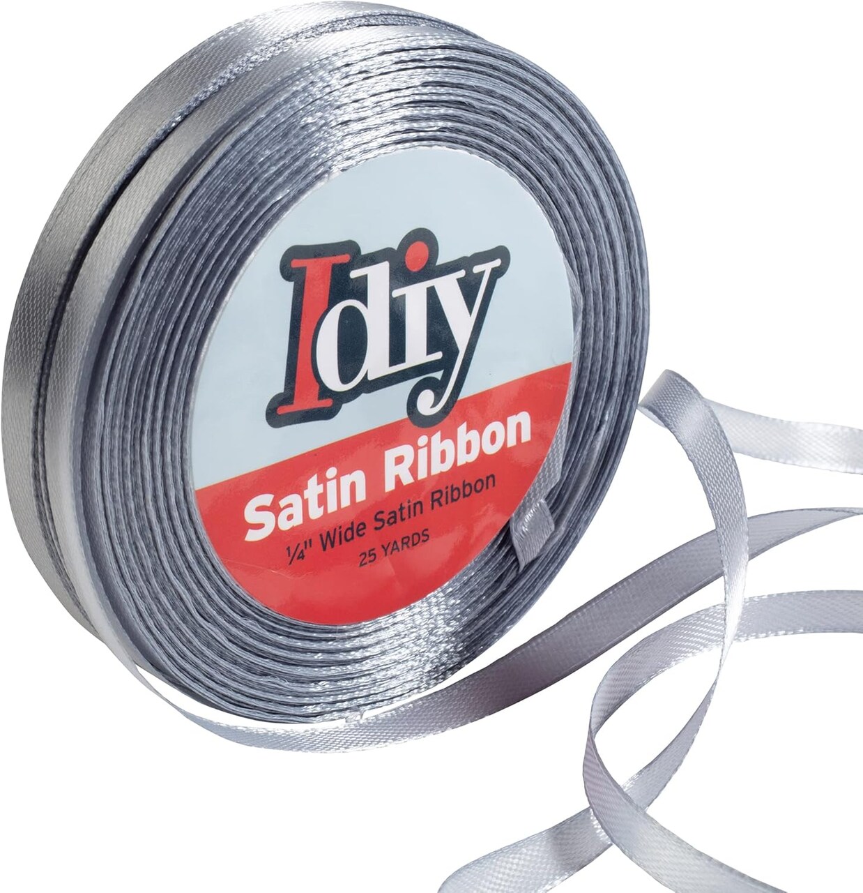 Satin Ribbon (1/4", 50 Yards) No wire, DIY Arts & Crafts, Gift Wrapping Baskets, Wedding Decor, Sewing Projects, Party Decorative Embellishment, Hair Bows, Floral, Baby Showers, Holiday Wreath(Silver)
